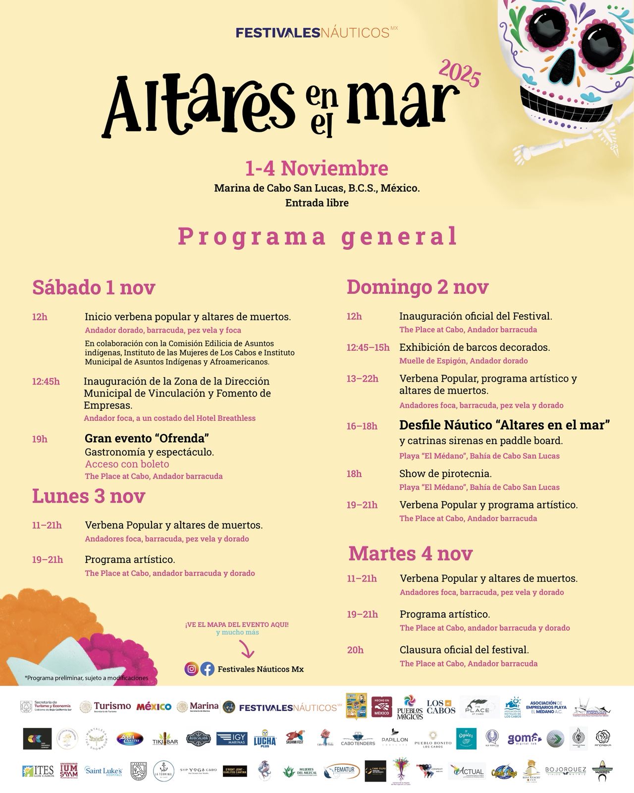 Flyer del Cronograma del Festival